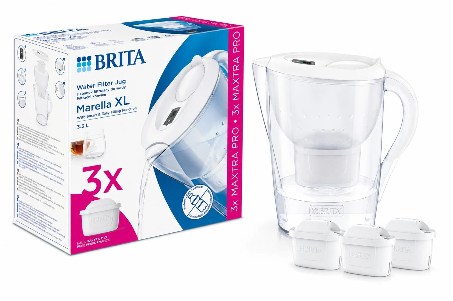 Фільтр-глечик Brita Marella XL MXpro White + 3 картриджа